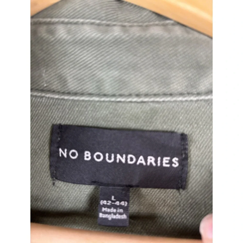 No Boundaries Men's Large Green Utility Jacket W/Snap Buttons &‎ 2 Chest Pockets